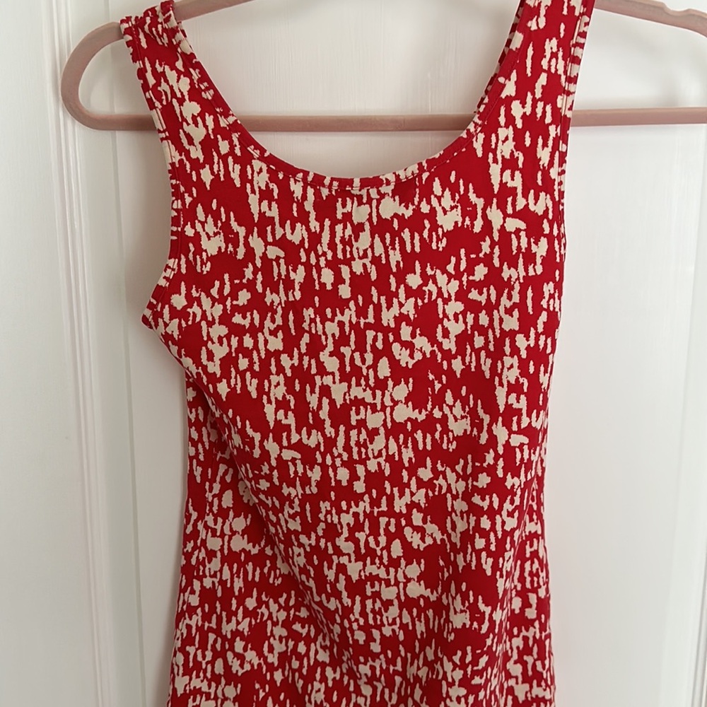 Red Cotton Patterned Mini Dress - Picture 4 of 4